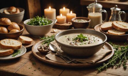 Délicieux velouté crémeux aux champignons savoureux