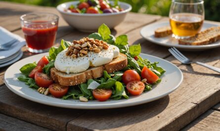 Délice Estival : Salade Croquante de Noix & Tartine Fondante Tomate-Mozzarella