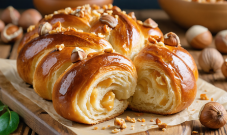découvrez notre recette gourmande de brioche roulée aux éclats de noisette, pour un délice moelleux et croustillant à chaque bouchée.
