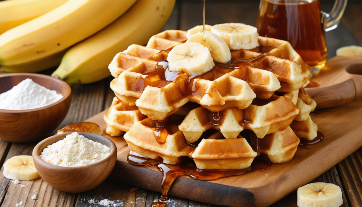 découvrez nos délicieuses gaufres à la banane, sans sucre ajouté, sans beurre et sans gluten, parfaites pour une pause gourmande et saine.