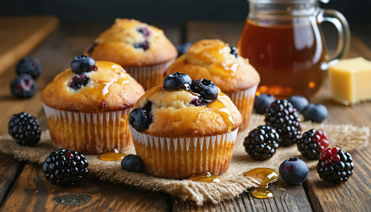 découvrez notre recette facile de muffins au miel et mûres, savoureux et moelleux, préparés sans beurre pour une douceur légère et gourmande.