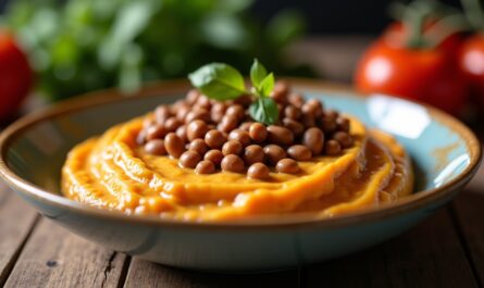 Crème onctueuse de lentilles aux saveurs ensoleillées des tomates séchées