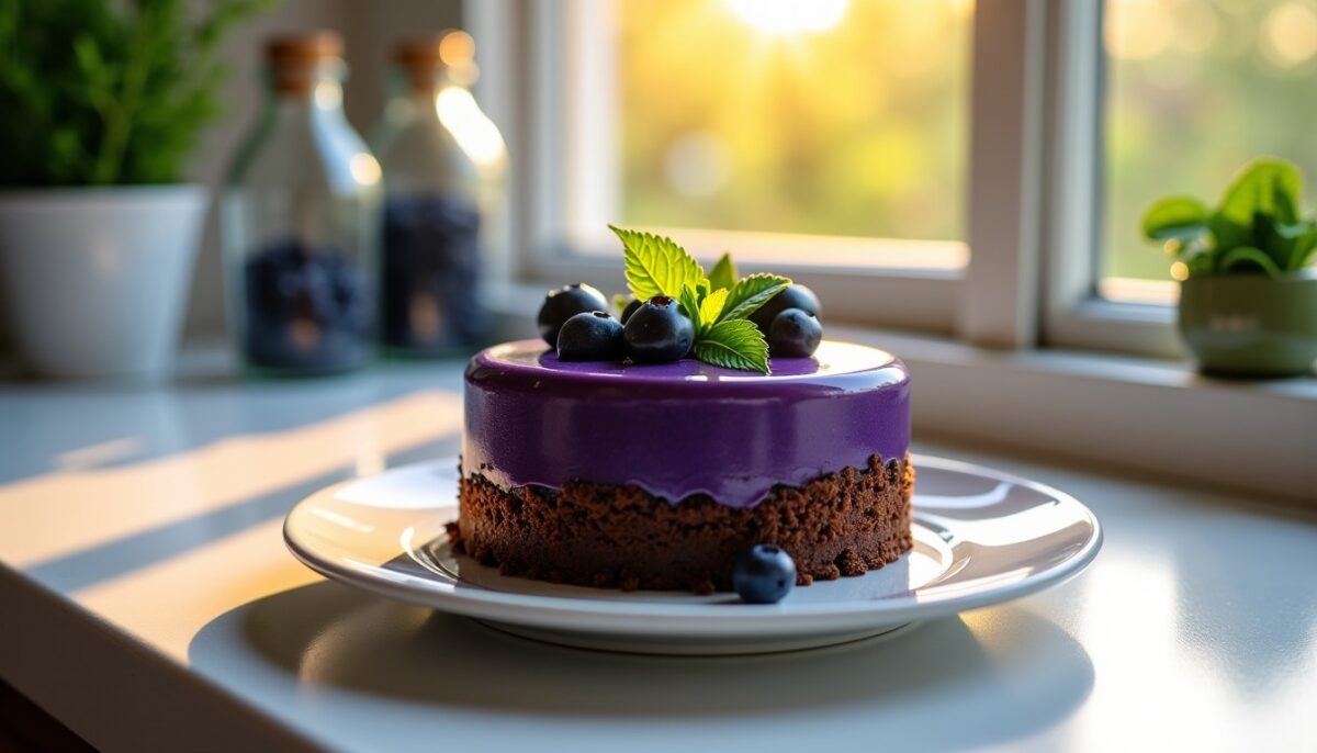 Délice fondant myrtille-chocolat : recette gourmande sans sucre ni beurre