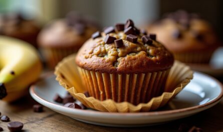Muffins moelleux au pain à la banane et éclats de chocolat