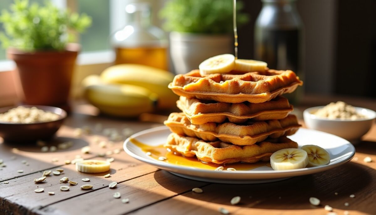 Délicieuses gaufres à la banane et au son d’avoine : une douceur saine et gourmande