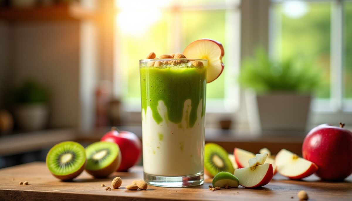 Délice fruité : Smoothie pomme, kiwi et amande énergisant