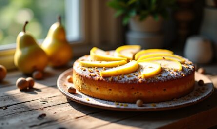Délicieux moelleux poire, citron et noisette : une recette légère sans beurre