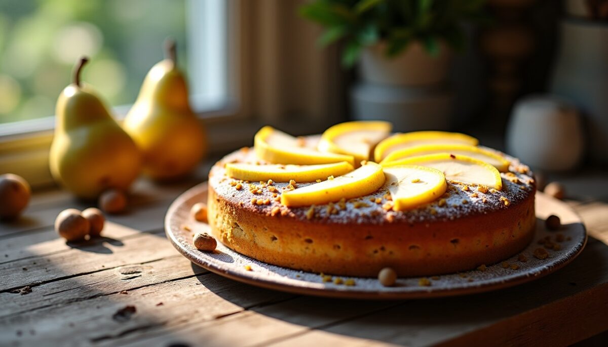 Délicieux moelleux poire, citron et noisette : une recette légère sans beurre
