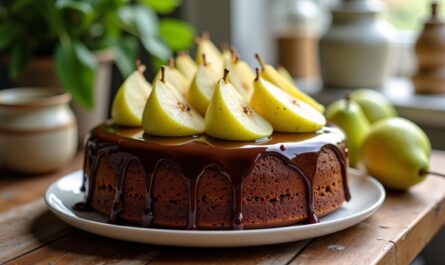 Délice léger au chocolat et poire : gâteau sans beurre, sans sucre et sans gluten