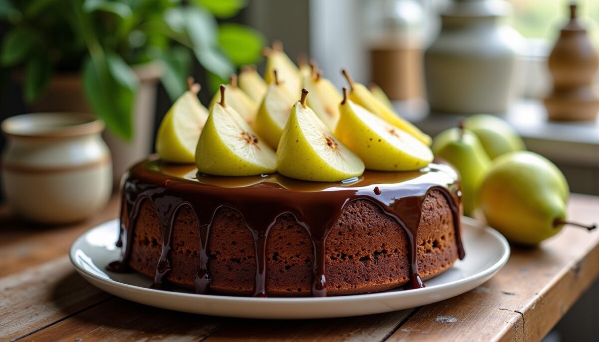 Délice léger au chocolat et poire : gâteau sans beurre, sans sucre et sans gluten