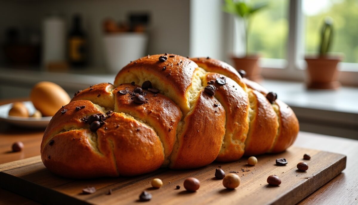 Pain brioché à partager au chocolat et noisettes croquantes