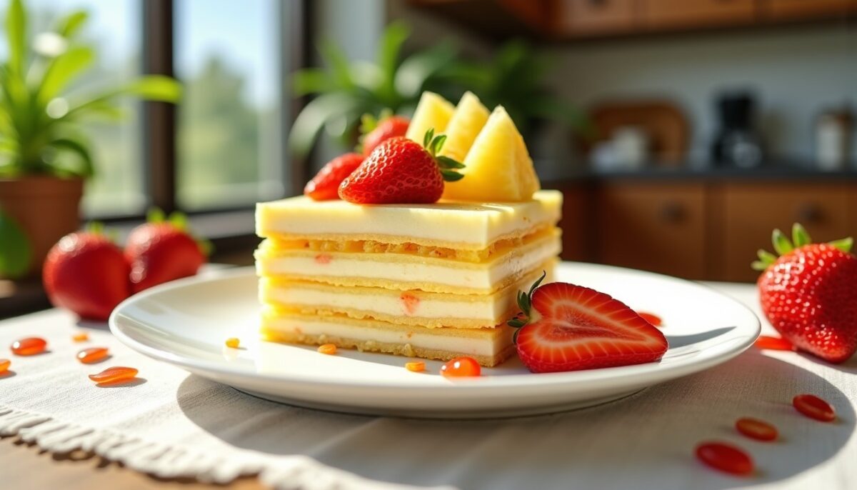 Délice fondant aux saveurs d'ananas et de fraise