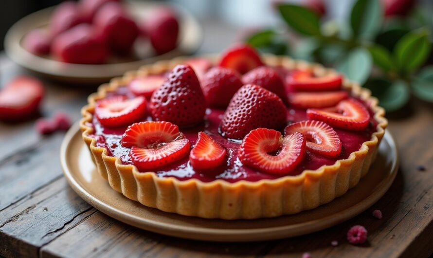 Délice printanier : la tarte aux fraises parfumée à la rose