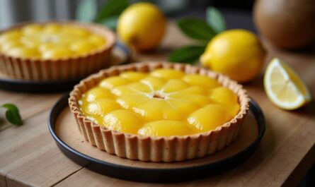 Délicieuse tartelette vegan au citron, poire et muesli croquant