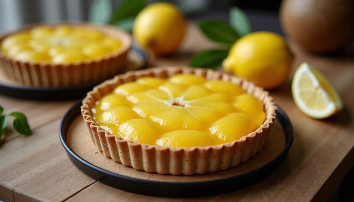 Délicieuse tartelette vegan au citron, poire et muesli croquant