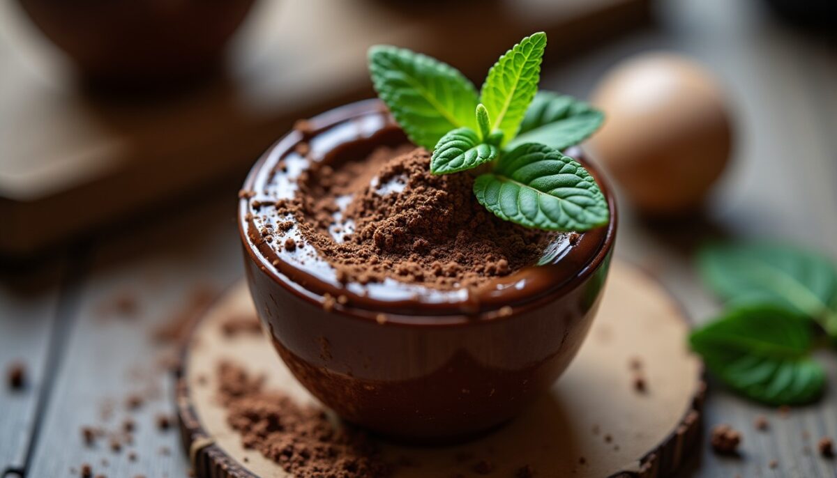 Délice frais : crème onctueuse au chocolat et menthe