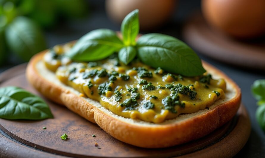 Pain rapide à la semoule parfumé au pesto maison