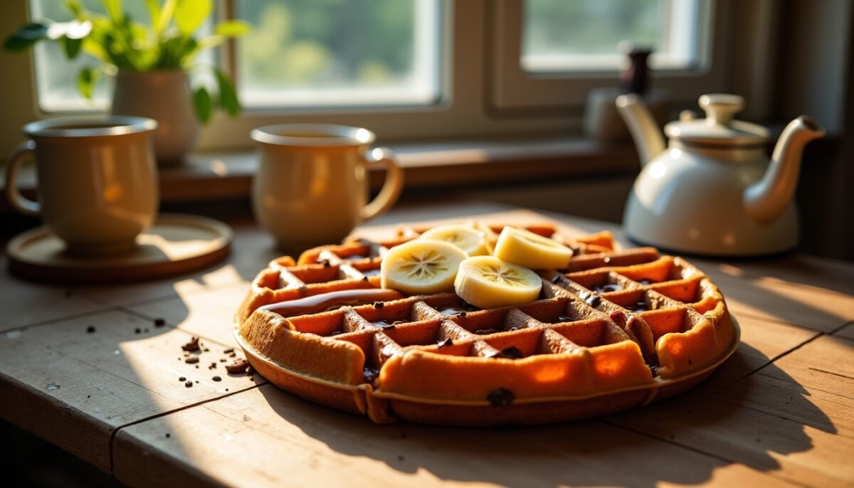 Délice moelleux : Brioche gaufrée aux saveurs chocolat et banane