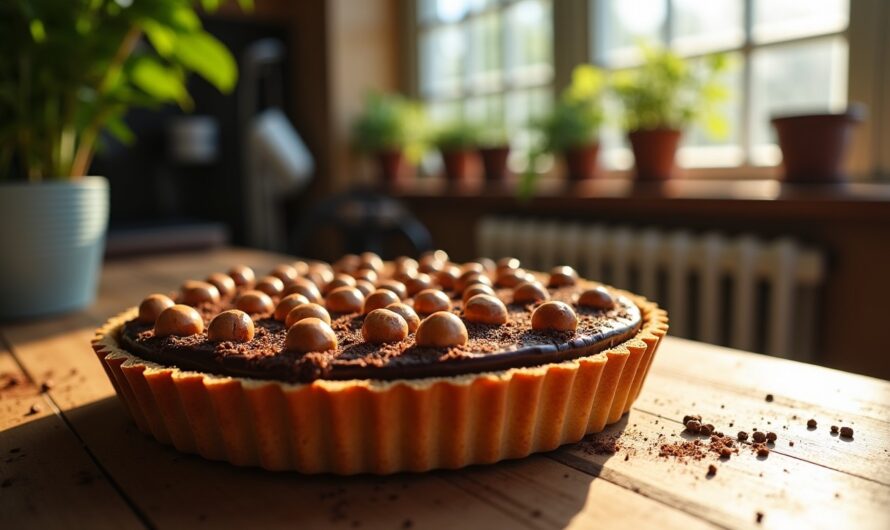Délice fondant : la tarte irrésistible au chocolat et noisettes croquantes