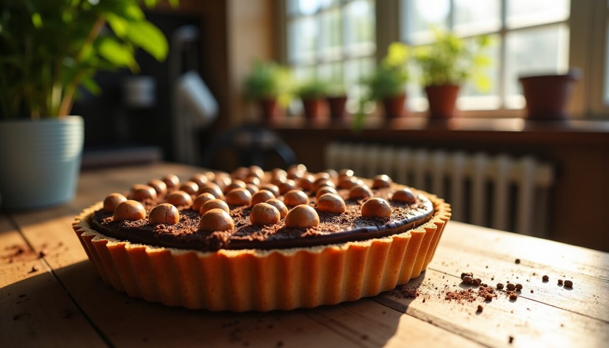 Délice fondant : la tarte irrésistible au chocolat et noisettes croquantes