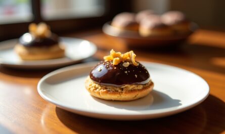 Délices miniatures : choux chocolat et éclats de gingembre