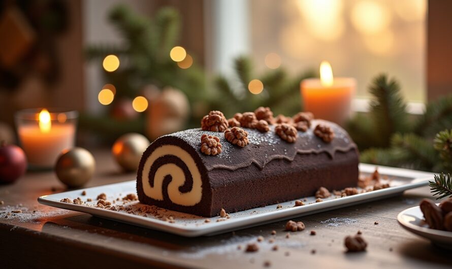 Délice gourmand : la bûche aux trois chocolats