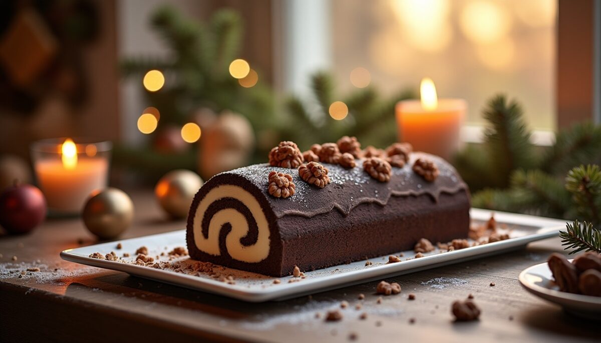 Délice gourmand : la bûche aux trois chocolats