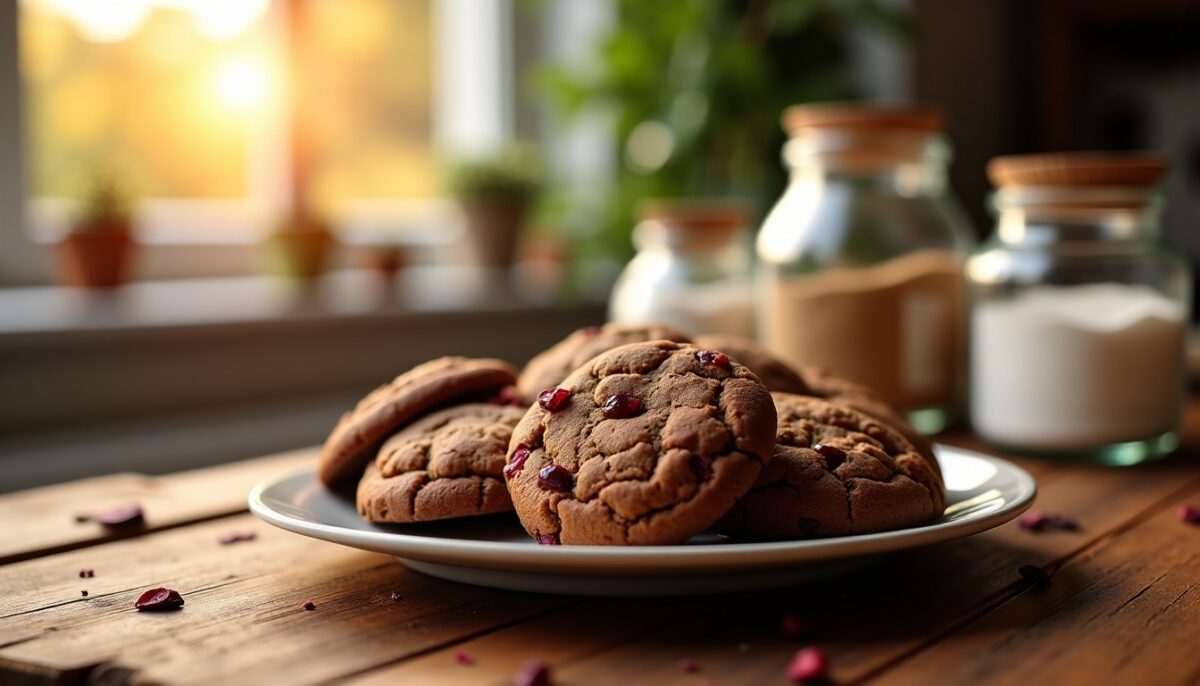 Délices croquants : Cookies gourmands aux cranberries, huile de coco et sucre complet