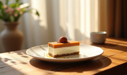 Délice gourmand : entremet onctueux au chocolat blanc et crème de marron