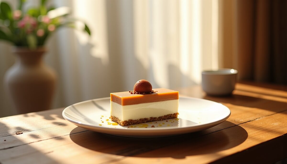 Délice gourmand : entremet onctueux au chocolat blanc et crème de marron