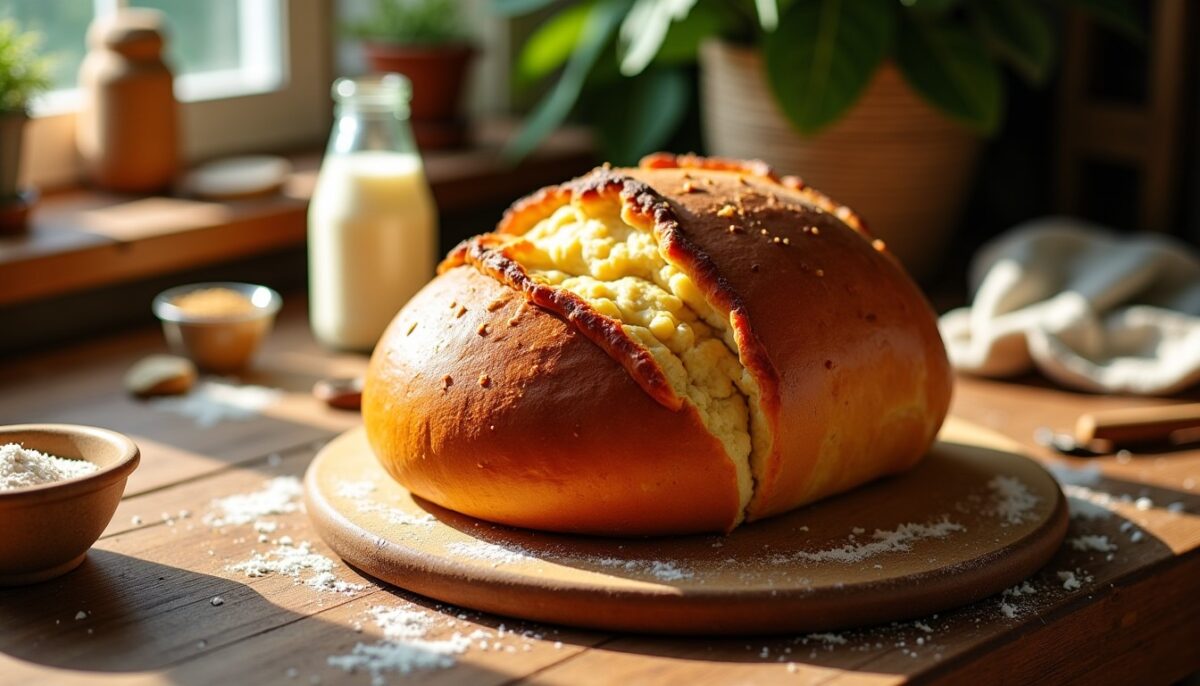 Délicieuse brioche moelleuse préparée avec du lait de soja