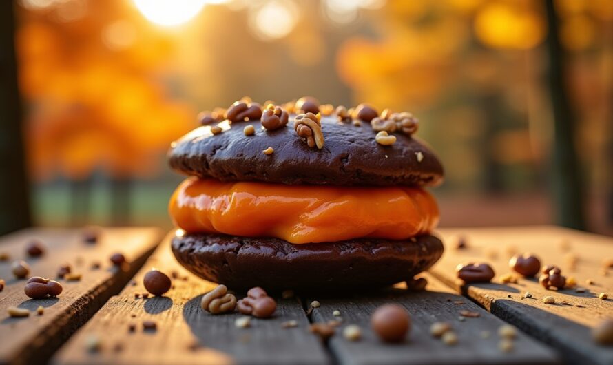 Géant Whoopie Pie au chocolat, courge et noix : une gourmandise automnale irrésistible