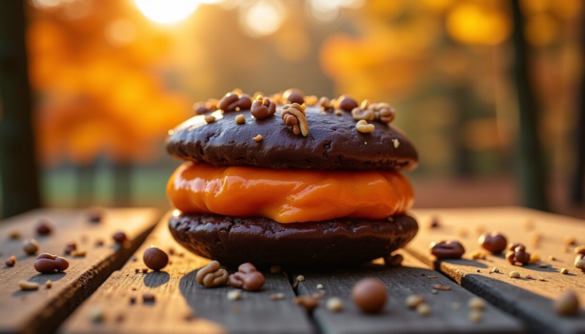 Géant Whoopie Pie au chocolat, courge et noix : une gourmandise automnale irrésistible