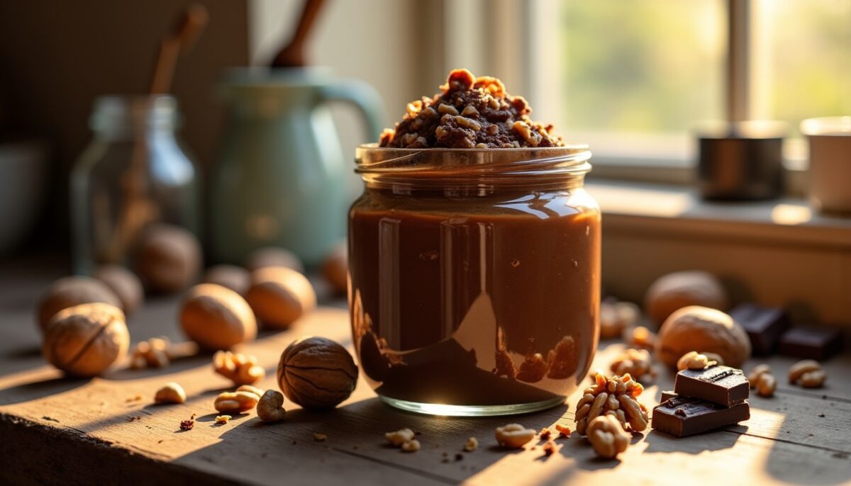 Délice Gourmand : Confiture Maison de Noix et Chocolat Fondant